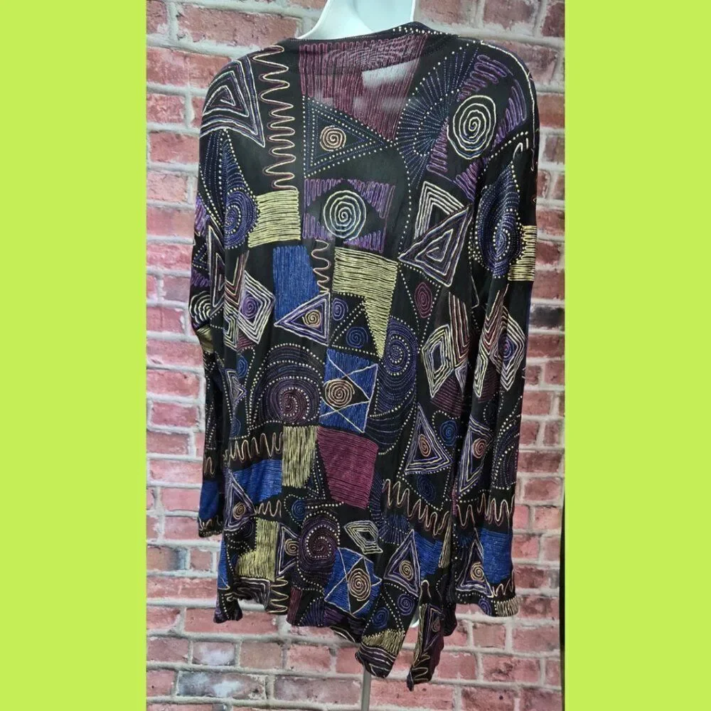 A Touch of Class Vintage 80s‎ Abstract Open Front Top – Women’s S/M – USA